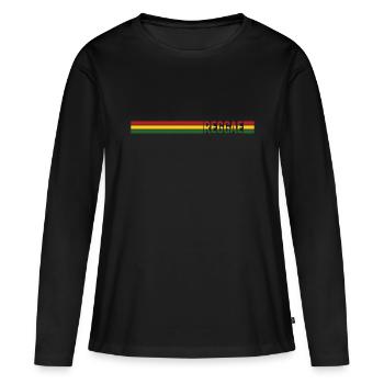 Drapeau Reggae Jamaica Idée cadeau Kiffen Weed - T-shirt manches longues Premium bio Femme - noir - Devant - Julia (174cm)
