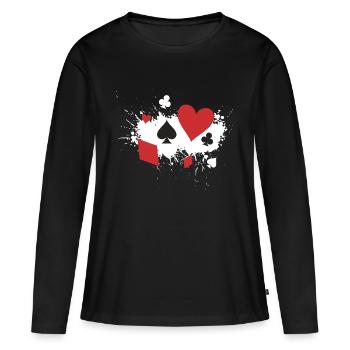 Poker Symbole Geschenkidee Karo Pik Kreuz Herz - Frauen Premium Bio Langarmshirt - Schwarz - Vorne - Julia (174cm)