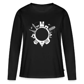 Monde Europe Attractions Idée Cadeau Fierté - T-shirt manches longues Premium bio Femme - noir - Devant - Julia (174cm)