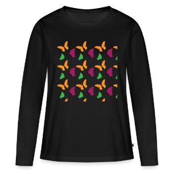 Papillon insecte motif idée cadeau idée cadeau - T-shirt manches longues Premium bio Femme - noir - Devant - Julia (174cm)