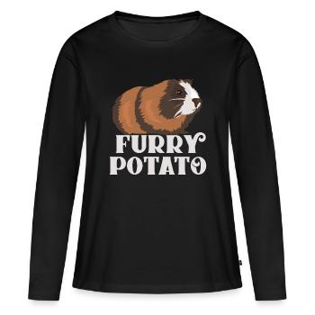 FURRY POTATO cochon d'inde idée cadeau rigolo - T-shirt manches longues Premium bio Femme - noir - Devant - Julia (174cm)