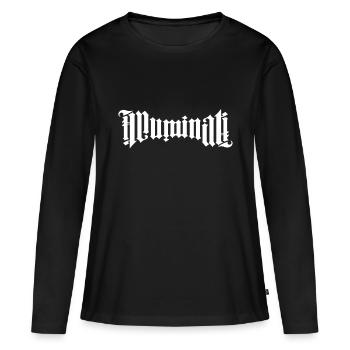 Illuminati Schriftzug Motiv Black - Frauen Premium Bio Langarmshirt - Schwarz - Vorne - Julia (174cm)