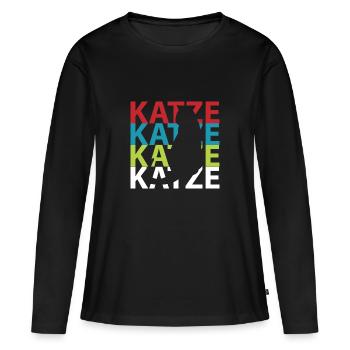Katze Katzen - Frauen Premium Bio Langarmshirt - Schwarz - Vorne - Julia (174cm)