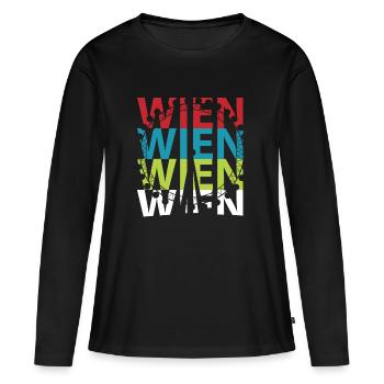 Wien - Frauen Premium Bio Langarmshirt - Schwarz - Vorne - Julia (174cm)