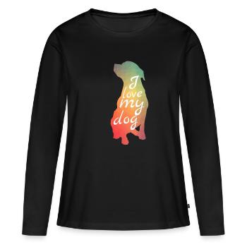 Dog love - Women's Premium Organic Long Sleeve Shirt - black - Front - Julia (174cm)