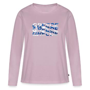 Grèce - T-shirt manches longues Premium bio Femme - rose poudré - Devant - Julia (174cm)