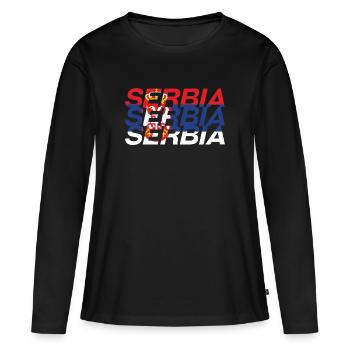 Serbia - Women's Premium Organic Long Sleeve Shirt - black - Front - Julia (174cm)