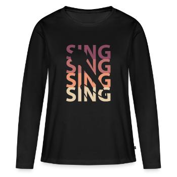 Chants - T-shirt manches longues Premium bio Femme - noir - Devant - Julia (174cm)