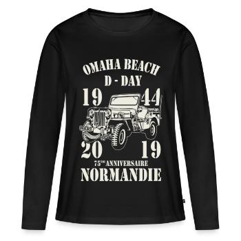 Omaha Beach D-Day 1944 - 2019 - T-shirt manches longues Premium bio Femme - noir - Devant - Julia (174cm)