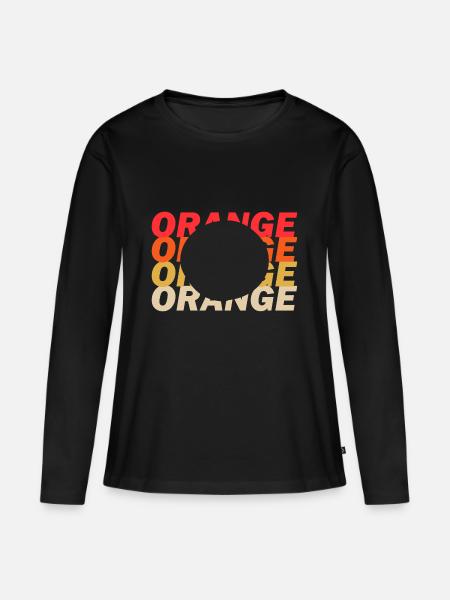 Orange - Frauen Premium Bio Langarmshirt - Schwarz