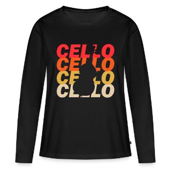 violoncelle - T-shirt manches longues Premium bio Femme - noir - Devant - Julia (174cm)
