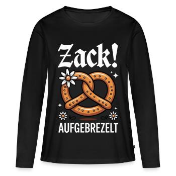 Fleurs de bretzel Edelweiss Zack habillé - T-shirt manches longues Premium bio Femme - noir - Devant - Julia (174cm)