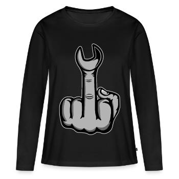 Middle Finger Stinker Finger Wrench - Women's Premium Organic Long Sleeve Shirt - black - Front - Julia (174cm)