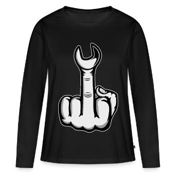 Middle Finger Stinker Finger Screw Wrench - Women's Premium Organic Long Sleeve Shirt - black - Front - Julia (174cm)