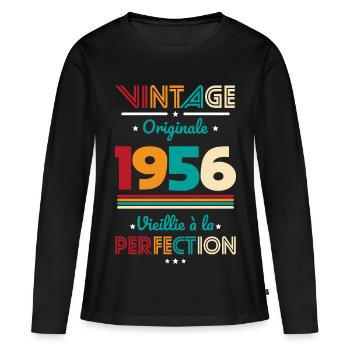 1956 – Vintage – Aged to perfection - Women's Premium Organic Long Sleeve Shirt - black - Front - Julia (174cm)