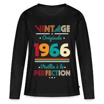 1966 – Vintage – Aged to perfection - Women's Premium Organic Long Sleeve Shirt - black - Front - Julia (174cm)