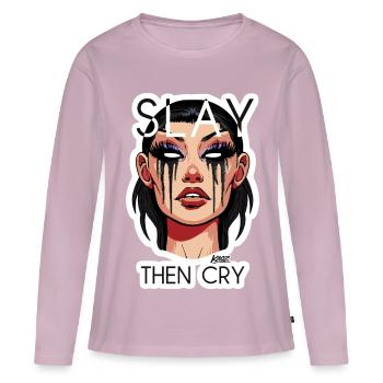 Slay Then Cry Illustration - Frauen Premium Bio Langarmshirt - Altrosa - Vorne - Julia (174cm)