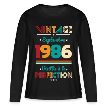 40th Anniversary - Vintage - September 1986 - Women's Premium Organic Long Sleeve Shirt - black - Front - Julia (174cm)