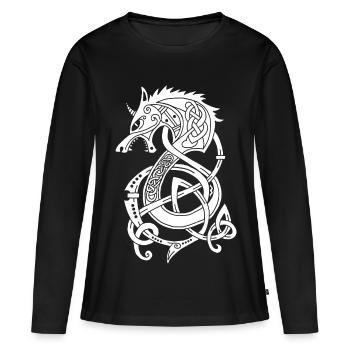 Dragon-loup viking (blanc) - T-shirt manches longues Premium bio Femme - noir - Devant - Julia (174cm)