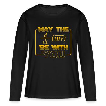 Que la force soit avec toi - Cadeau - T-shirt manches longues Premium bio Femme - noir - Devant - Julia (174cm)