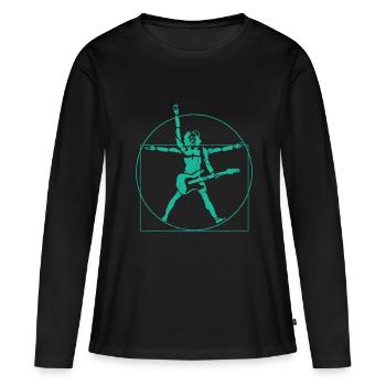 Da Vinci Rock Guitar Guitarist Retro Gift - T-shirt manches longues Premium bio Femme - noir - Devant - Julia (174cm)