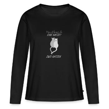 Was ist besser als eine Katze? Zwei Katzen - Frauen Premium Bio Langarmshirt - Schwarz - Vorne - Julia (174cm)