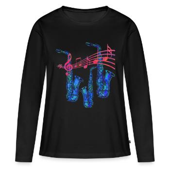 saxophone - T-shirt manches longues Premium bio Femme - noir - Devant - Julia (174cm)