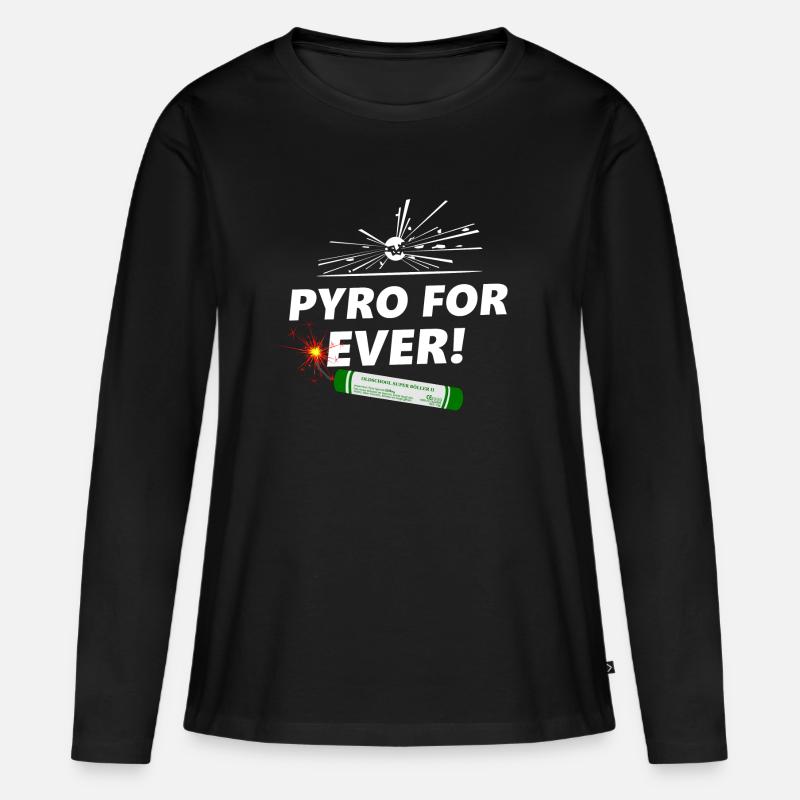 pyro for ever - Frauen Premium Bio Langarmshirt - Schwarz