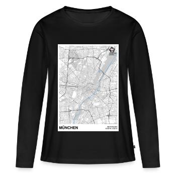 Munich Plan de la ville basique noir et blanc - T-shirt manches longues Premium bio Femme - noir - Devant - Julia (174cm)