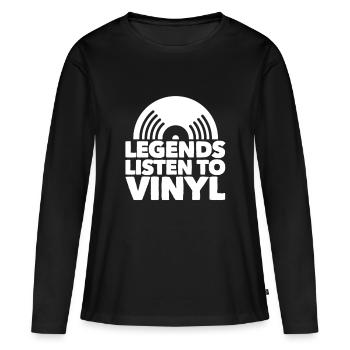 Disque vinyle Turntables Grammophon Cadeau - T-shirt manches longues Premium bio Femme - noir - Devant - Julia (174cm)