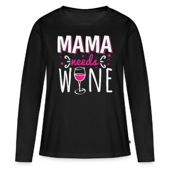 Maman a besoin de vin cadeau de fête des mères de mère - T-shirt manches longues Premium bio Femme - noir - Devant - Julia (174cm)