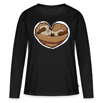 Paresseux de la Saint-Valentin - T-shirt manches longues Premium bio Femme - noir - Devant - Julia (174cm)
