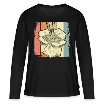 China Nudeln - Frauen Premium Bio Langarmshirt - Schwarz - Vorne - Julia (174cm)