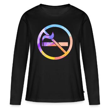 Non fumeur - T-shirt manches longues Premium bio Femme - noir - Devant - Julia (174cm)