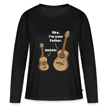 Cadeau de guitare ukulélé Uke, je suis la ton père - T-shirt manches longues Premium bio Femme - noir - Devant - Julia (174cm)