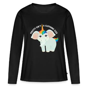 Pretty Isn't A Clothing Size - Elephant Unicorn - T-shirt manches longues Premium bio Femme - noir - Devant - Julia (174cm)
