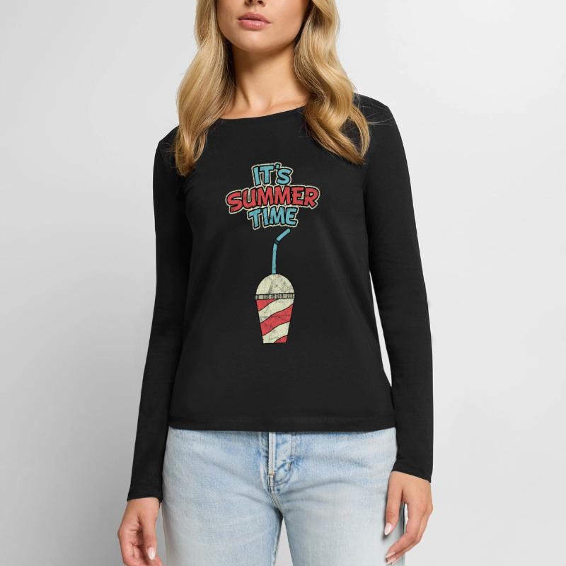 Milchshake Sommer Eis Softeis Limonade Geschenk Frauen Premium Bio Langarmshirt