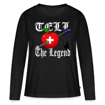 Wilhelm Tell Apfel - Frauen Premium Bio Langarmshirt - Schwarz - Vorne - Julia (174cm)