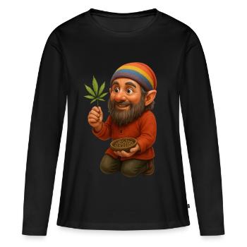 Growzwerg mit Hanfblatt und Samen - Frauen Premium Bio Langarmshirt - Schwarz - Vorne - Julia (174cm)