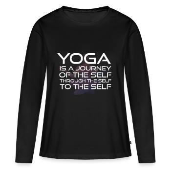 Aerobic Yoga Yogamatte Frauen Frau Dehnung new - Frauen Premium Bio Langarmshirt - Schwarz - Vorne - Julia (174cm)