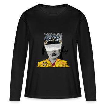 Femme expressive en pattern LookPatterncontest - T-shirt manches longues Premium bio Femme - noir - Devant - Julia (174cm)
