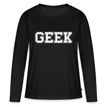 GEEK - T-shirt manches longues Premium bio Femme - noir - Devant - Julia (174cm)