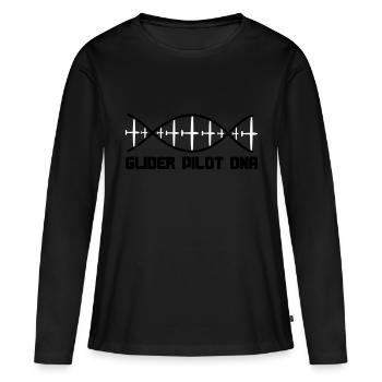 dna segelflieger text - Frauen Premium Bio Langarmshirt - Schwarz - Vorne - Julia (174cm)