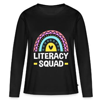 Bookworm Reading Enseignant d’école primaire - T-shirt manches longues Premium bio Femme - noir - Devant - Julia (174cm)