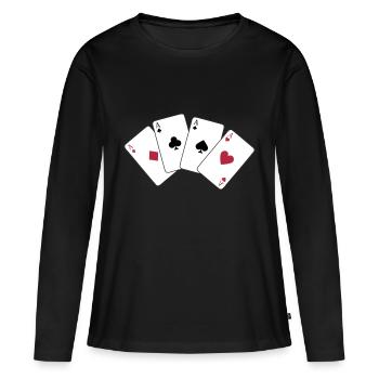 Card Game, Poker, Ace - T-shirt manches longues Premium bio Femme - noir - Devant - Julia (174cm)