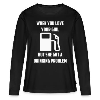 Problème de consommation Drôle de dictons de voitures - T-shirt manches longues Premium bio Femme - noir - Devant - Julia (174cm)