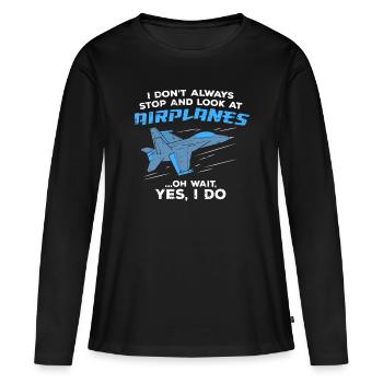 Avion jet de l’armée plane-spotter cadeau - T-shirt manches longues Premium bio Femme - noir - Devant - Julia (174cm)