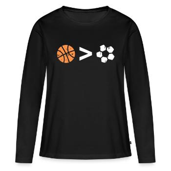 Basket-ball > mieux que le sport de football cadeau - T-shirt manches longues Premium bio Femme - noir - Devant - Julia (174cm)