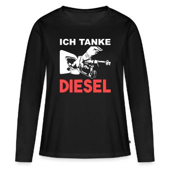 Ich Tanke Diesel Sprit Auto Fahren Geschenk - Frauen Premium Bio Langarmshirt - Schwarz - Vorne - Julia (174cm)