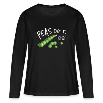 Cadeau végétalien pois pois soeur drôle - T-shirt manches longues Premium bio Femme - noir - Devant - Julia (174cm)